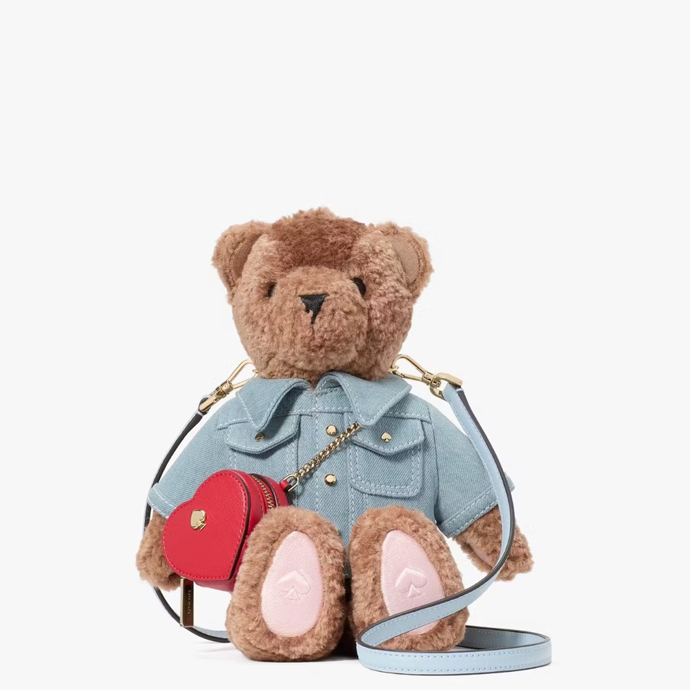Kate Spade Denim Katey Bear Crossbody Teddy w/loveshack ♠️🧸❤️ Novelty